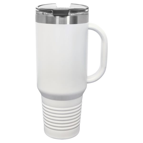 Polar Camel 40 oz. White Travel Mug with Handle, Straw Included Thumbnail